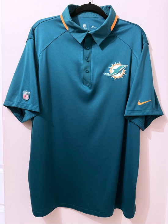 NFL Other - Nike Miami Dolphins Polo Shirt Size XL Aqua Orange Logo Dri-Fit NFL On Field